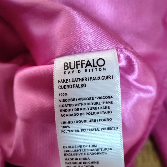 Buffalo David Bitton  hot pink faux leather perfecto moto jacket Sz Xs Unworn - Picture 8 of 12